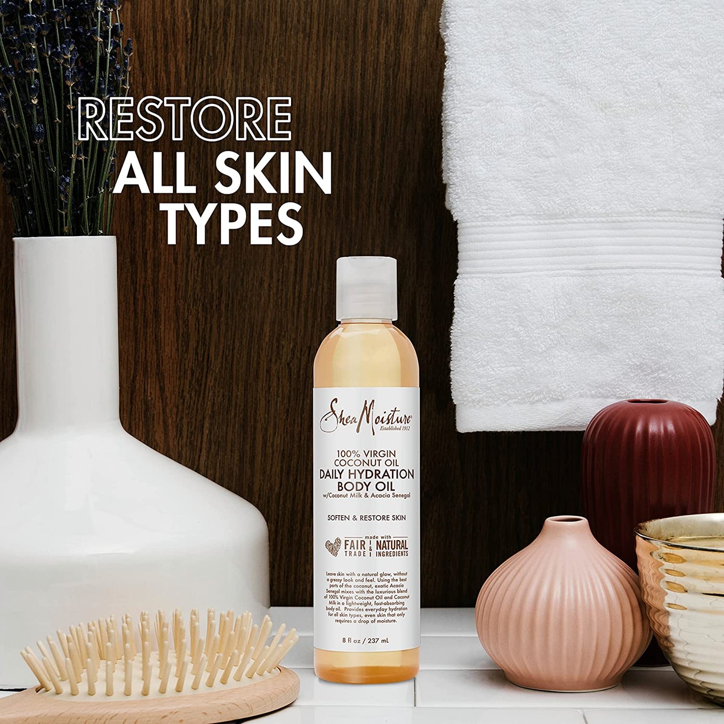 Sheamoisture Daily Hydration Body Oil Virgin Coconut Oil for Dry Skin Paraben Free 8 Oz