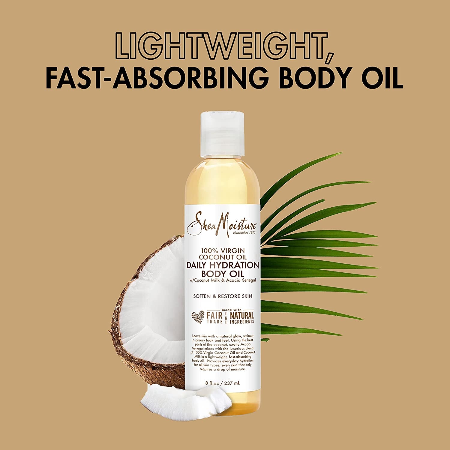 Sheamoisture Daily Hydration Body Oil Virgin Coconut Oil for Dry Skin Paraben Free 8 Oz
