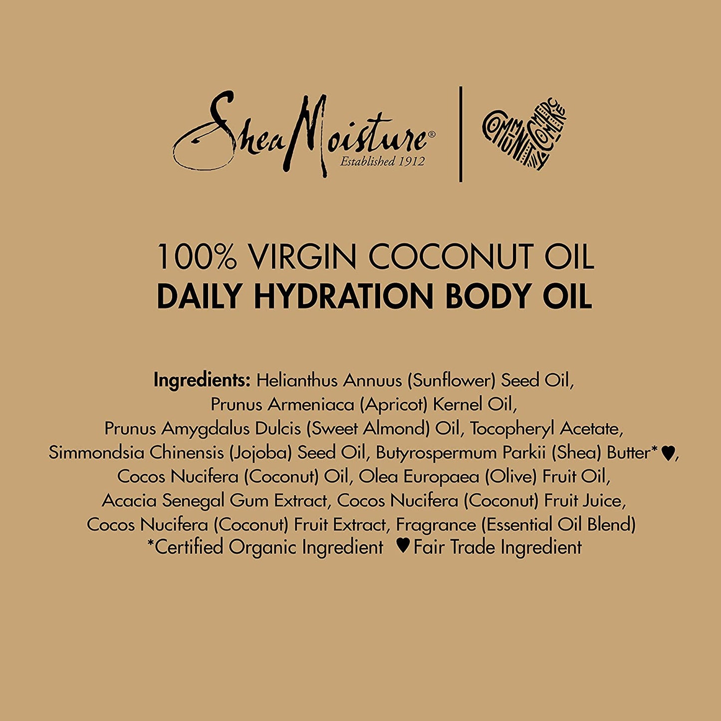 Sheamoisture Daily Hydration Body Oil Virgin Coconut Oil for Dry Skin Paraben Free 8 Oz
